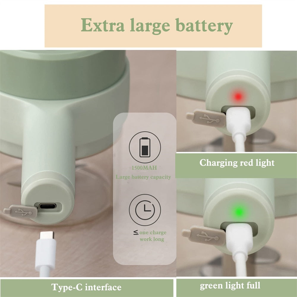 Tragbarer 4-in-1 Elektrischer Gemüseschneider